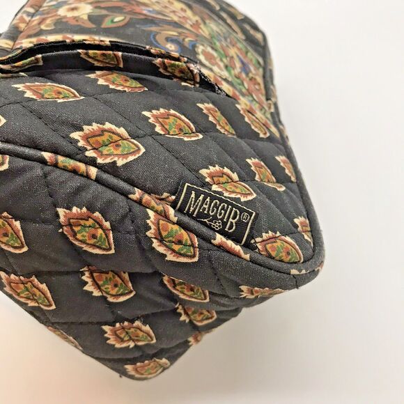 Maggi B Plastic Lined Quilted Cosmetic Bag Zip Top Multicolored  Makeup Pouch - Picture 7 of 10